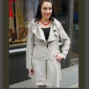 Cannisse Levant $288 Grey Long Jacket Dress Linen M